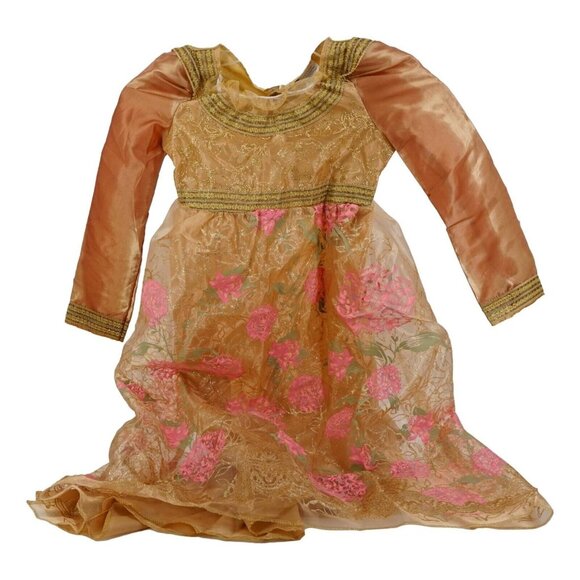 Girls Princess Aurora Coronation Gown Dress Costume Pink Floral Maleficent 7-8 M - Picture 1 of 6